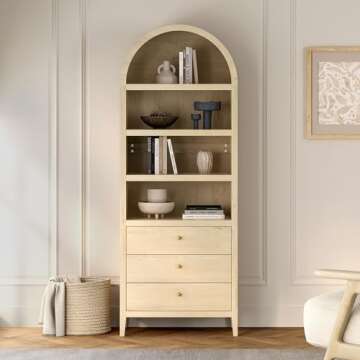 EYYTHUNG 71" Tall Arched Cabinet for Stylish Storage