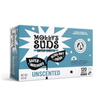 Molly's Suds Dryer Sheets for Sensitive Skin - Eco-Friendly