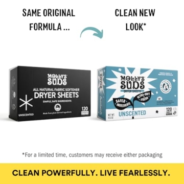 Molly's Suds Dryer Sheets for Sensitive Skin - Eco-Friendly