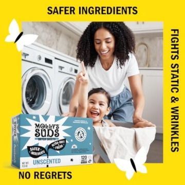 Molly's Suds Dryer Sheets for Sensitive Skin - Eco-Friendly