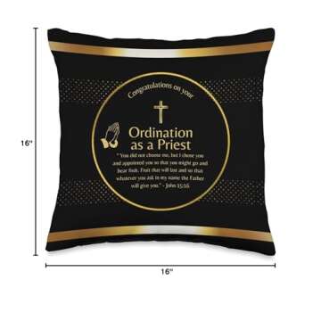 100xGifts Priest Gift Congratulations on Your Ordination Throw Pillow, 16x16, Multicolor