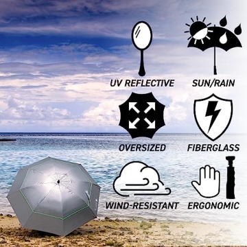 SunTek 68” Golf Umbrella with UV Protection & Windproof Design