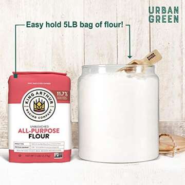 Urban Green Glass Jar with Bamboo Lid, Large Glass Food Storage Jar with Airtight Lid,1 gallon, Large Size Glass Food Storage Container, Flour Container, Kitchen Storage Jars for Candy, Cookie