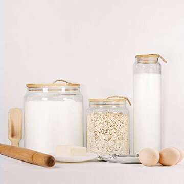 Urban Green Glass Jar with Bamboo Lid, Large Glass Food Storage Jar with Airtight Lid,1 gallon, Large Size Glass Food Storage Container, Flour Container, Kitchen Storage Jars for Candy, Cookie