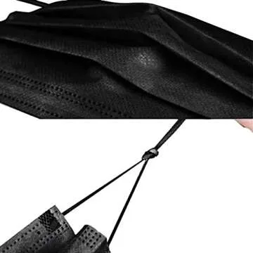 100Pcs Black Disposable Face Mask, 3 Ply Black Face Masks with Soft Elastic Ear loops