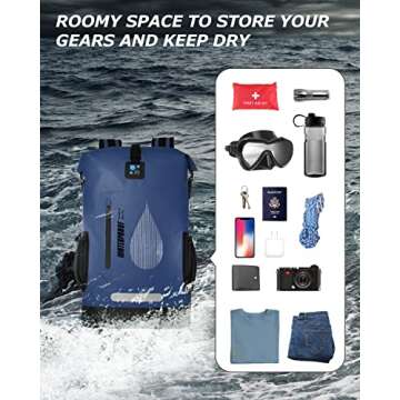 IDRYBAG Waterproof Backpack Dry Bag PVC 30L, Floating Bag Dry Backpack for Men, Dry Sack Waterproof Bag for Kayaking, Canoeing, Boating, Camping, Hiking