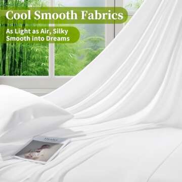 Shilucheng 100% Viscose Derived from Bamboo_ Sheets King Size 4pcs - Ultra Cooling & Silky Soft Bed Sheets, 16" Deep Pocket, Perfect for Hot Sleepers, Hotel Bedding Sheets (White)