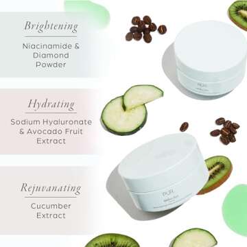 Hydrogel Rejuvenating Under Eye Patches, Mellow Eyes by PUR Beauty - Hydrates, Plumps & Brightens Under Eye - Hemp Seed Oil, Green Tea Extract, Kiwi Fruit Extract - Cruelty & Gluten Free - 30 Pairs