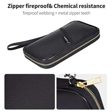 ruboka Fire-resistant RFID Blocking Passport Holder Wallet Fireproof Trading Cards Storage Box, Holds 1,000+ Standard Sized Trading Cards，Compatible for Pokemon Cards,Games Card and Sport Cards