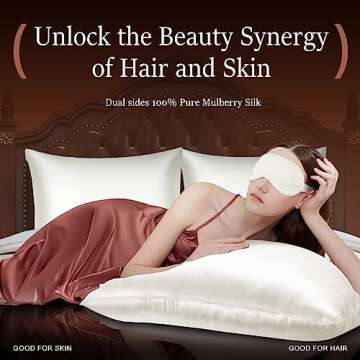 Powsure 100% Pure Mulberry Silk Pillowcase for Hair and Skin - 22 Momme 6A Zippered Silk Pillow Case...