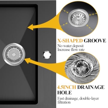 Black Stainless Steel Kitchen Sink - Stylish & Functional