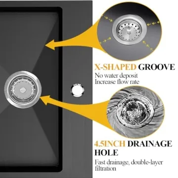 Black Stainless Steel Kitchen Sink - Stylish & Functional