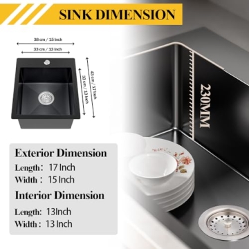 Black Stainless Steel Kitchen Sink - Stylish & Functional