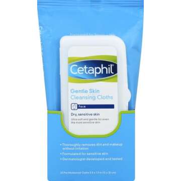 Cetaphil Gentle Skin Cleansing Cloths for Dry, Sensitive Skin, Face Cleansing Wipes, 25 ct.