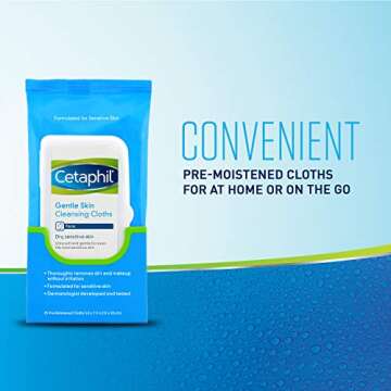 Cetaphil Gentle Skin Cleansing Cloths for Dry, Sensitive Skin, Face Cleansing Wipes, 25 ct.