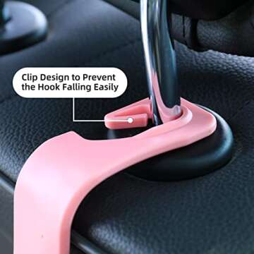 Amooca Car Headrest Hook 4 Pack - Organizer for Vehicles