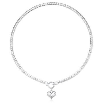 NUZON Love Heart Pendant Necklace - Engraved Charm & Silver Chain