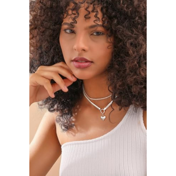 NUZON Silver Love Heart Pendant Necklace for Women