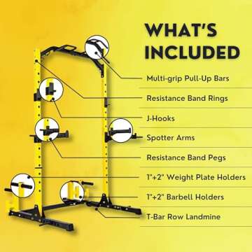 HulkFit Multi-Functional Adjustable Pro Series Squat Rack for Home Gym Power Rack With Multi-Grip Pull Up Bar Strength Training Exercise Equipment Bench Press, Squats, And Deadlifts