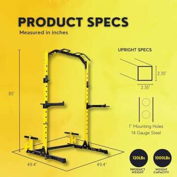 HulkFit Multi-Functional Adjustable Pro Series Squat Rack for Home Gym Power Rack With Multi-Grip Pull Up Bar Strength Training Exercise Equipment Bench Press, Squats, And Deadlifts