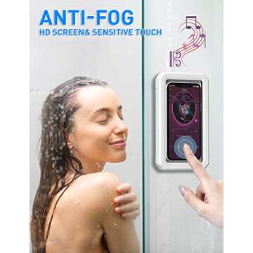 Tryone Waterproof Shower Phone Holder Mount 360° Rotating Bathroom Wall Cellphone Mountable Case, Shower Magic Box Compatible with iPhone 12 Pro 12 11 Pro Xs 8 | Samsung S21 or Other 4"-6.8" Device