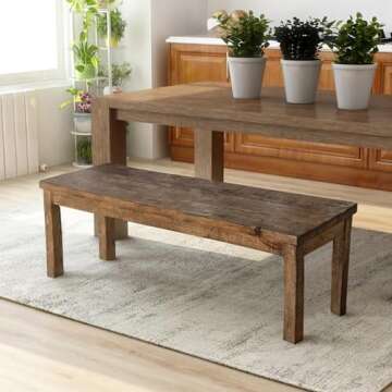 Furniture of America Farmhouse Liston Wood Dining Bench in Rustic Brown Pine