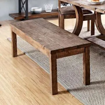 Furniture of America Farmhouse Liston Wood Dining Bench in Rustic Brown Pine