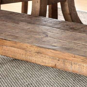 Furniture of America Farmhouse Liston Wood Dining Bench in Rustic Brown Pine