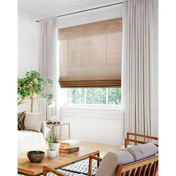CHICOLOGY Bamboo Roman Shades - Smart Choice Eco-Friendly Light Filtering Blinds for Windows, Premium Quality, Ideal for Home, Acorn, 34"W X 64"H