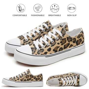 hash bubbie Women's Canvas Shoes Fashion Canvas Sneakers for Women Casual Tennis Shoes Low Top Walking Shoes(Leopard Print,US8)