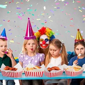 Carnival Party Snack Trays - 50 Pcs Red and White Stripes