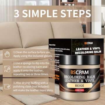 BSCPAM Beige Leather Recoloring Balm,Leather Couch Scratch/Stain Remover,Leather Repair kit for Vinyl Furniture and Car Interior,Leather Dye Paint for Scratched and Faded Leather Couches