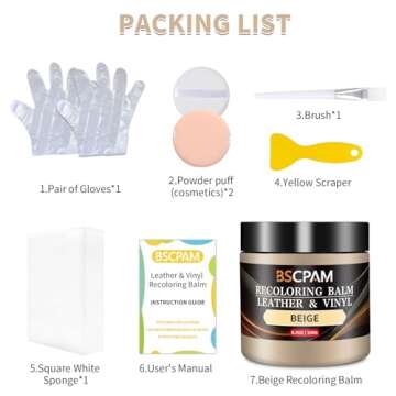 BSCPAM Beige Leather Recoloring Balm,Leather Couch Scratch/Stain Remover,Leather Repair kit for Vinyl Furniture and Car Interior,Leather Dye Paint for Scratched and Faded Leather Couches