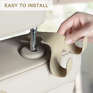 DPKIKO 2-in-1 Leather Headrest Hooks for Car Bags