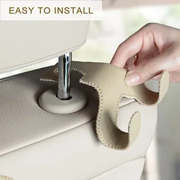 DPKIKO 2-in-1 Leather Headrest Hooks for Car Bags