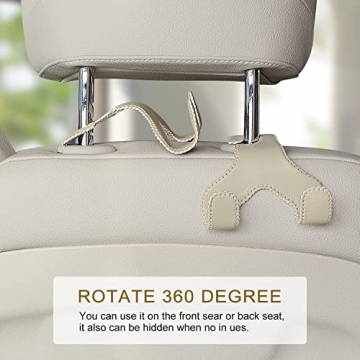 DPKIKO 2-in-1 Leather Headrest Hooks for Car Bags
