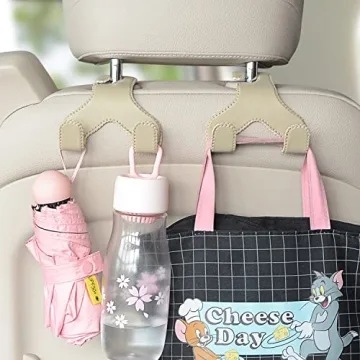 DPKIKO 2-in-1 Leather Headrest Hooks for Car Bags