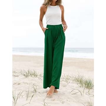 Kocowoo Women's High Waist Casual Wide Leg Palazzo Pants, Dress Pants for Women, Work Pants with Pockets for Women Office. Emerald Green