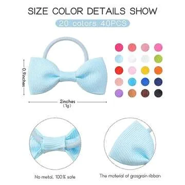 40PCS 2 Inches Baby Girls Hair Bows Ties - Mini Boutique Elastic Hair Accessories