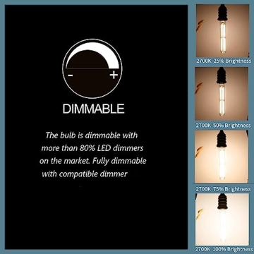 YFXRLIGHT Dimmable T10 LED 8W Warm White Edison Bulb