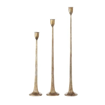 Elegant 3-Piece Cast Iron Candlestick Holders Set