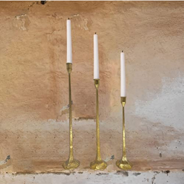 Elegant 3-Piece Cast Iron Candlestick Holders Set