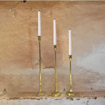 Elegant 3-Piece Cast Iron Candlestick Holders Set