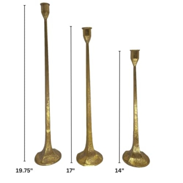 Elegant 3-Piece Cast Iron Candlestick Holders Set