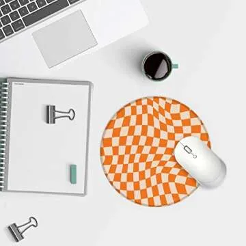 Orange Checkered Design Mouse Pad - Stylish & Functional