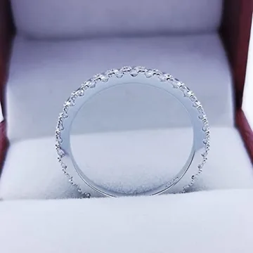 Elegant Bo.Dream CZ Wedding Eternity Band Ring - Size 6.5