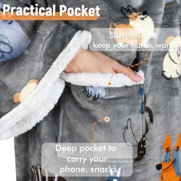 Catalonia Wearable Sherpa Blanket with Sleeves & Foot Pockets