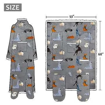 Catalonia Wearable Sherpa Blanket with Sleeves & Foot Pockets