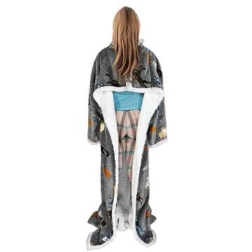 Catalonia Wearable Sherpa Blanket with Sleeves & Foot Pockets