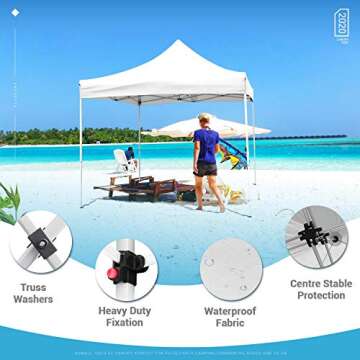 Homall 10X10 Ft Pop Up Canopy Ez Up Canopy Tent Commercial Instant Shelter Patio Sun Shade Canopies with Roller Bag, 4 Canopy Sand Bags (White)